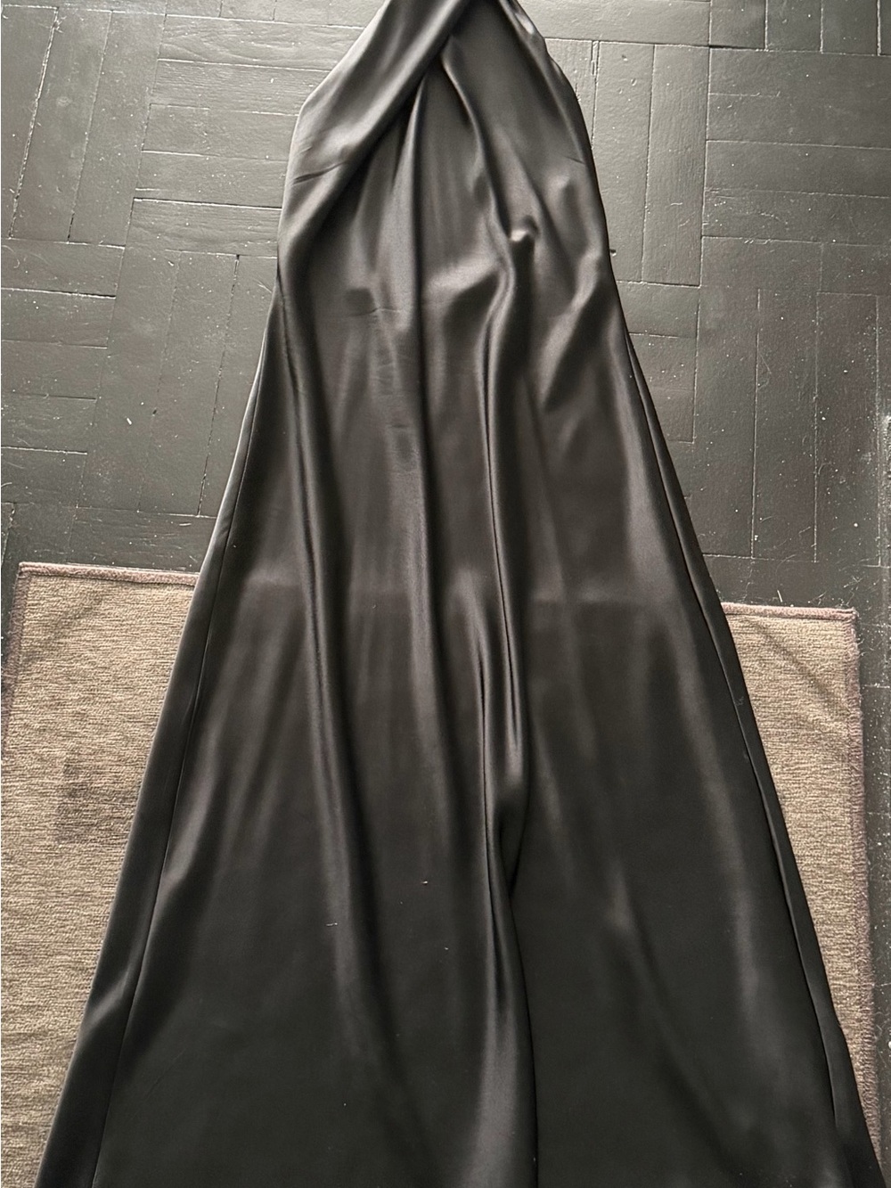 Show Me Your MuMu Black Satin Midi Slip Dress